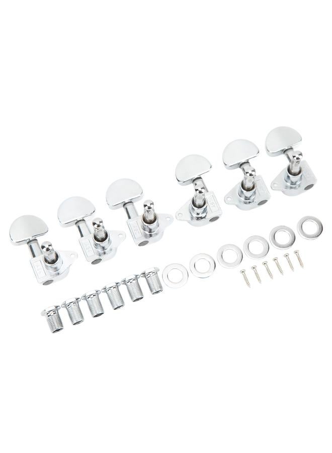 Guitar Machine Head Tuner Metal Semicircle Totally Sealed Guitar Tuning Pegs for Replacement 3L3R Silver