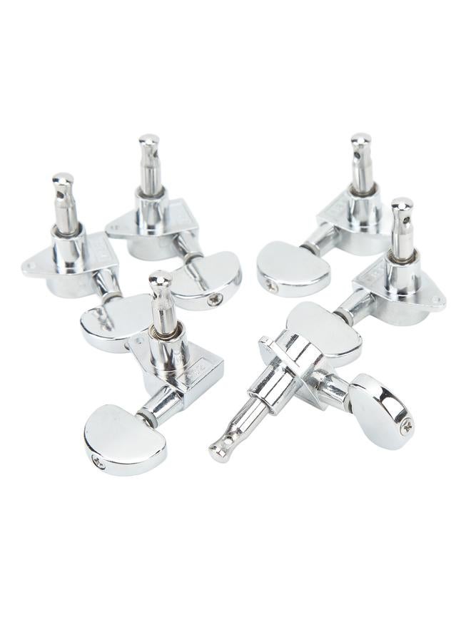 Guitar Machine Head Tuner Metal Semicircle Totally Sealed Guitar Tuning Pegs for Replacement 3L3R Silver