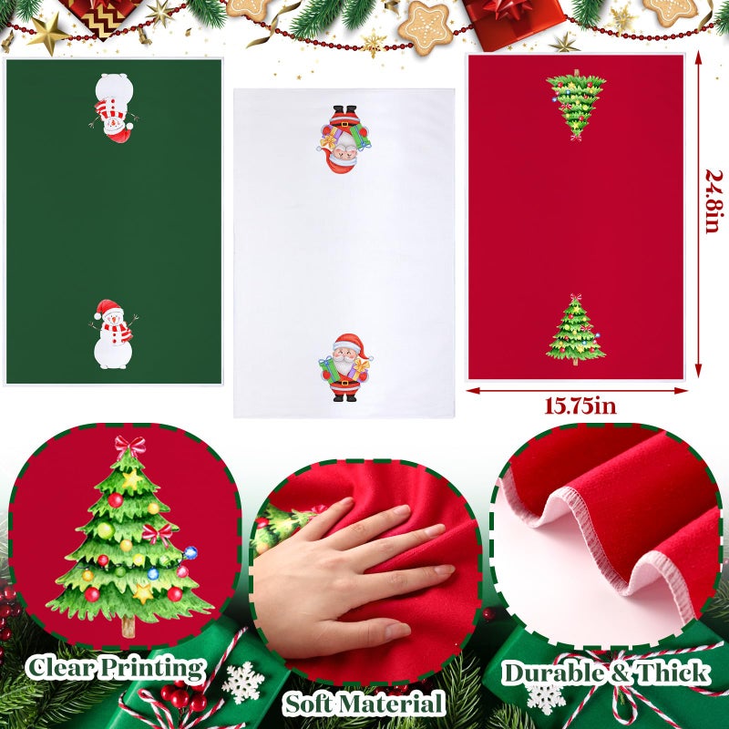 Newwiee Newwiee 7 Pcs Christmas Shower Curtain Set Themed Bathroom Decor Shower Curtain and Mats Towels Toilet Mat Waterproof Watercolor Bath Curtain Accessories - Image 4