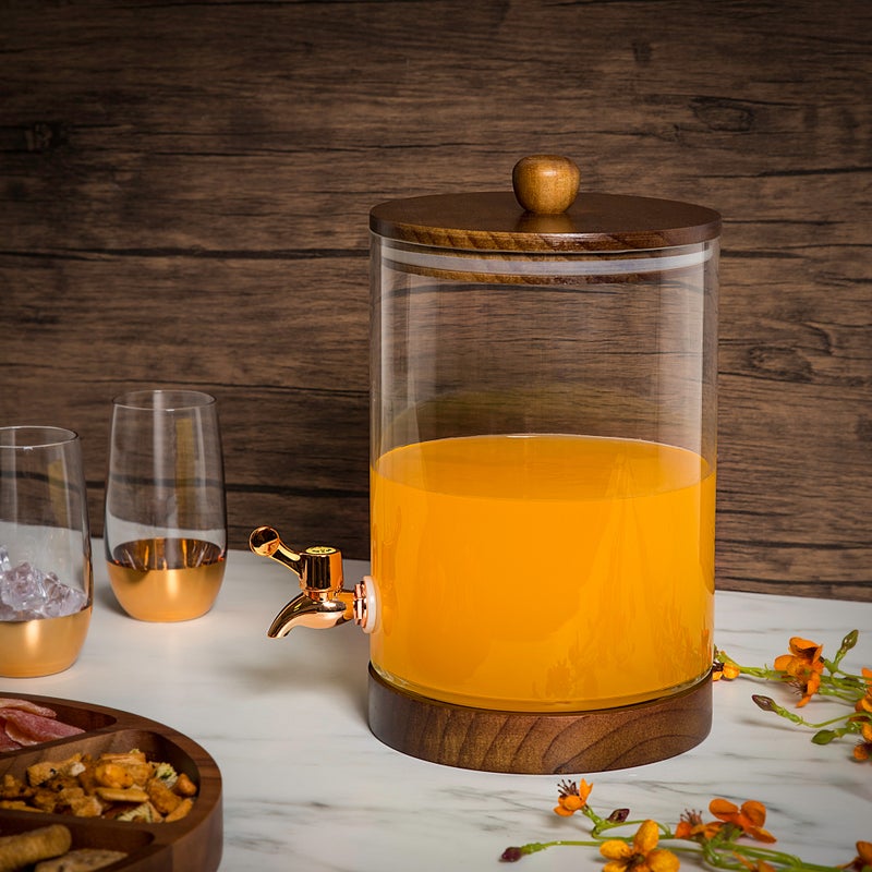 لا ميسا موزع عصير زجاج بغطاء وقاعدة خشبية - Image 5