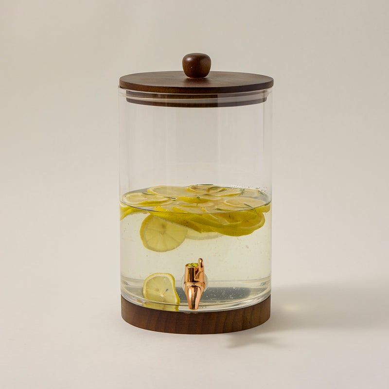 لا ميسا موزع عصير زجاج بغطاء وقاعدة خشبية - Image 1