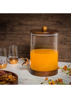 La Mesa Clear Dispenser With Wooden Base & Lid & Tap  - Image 1