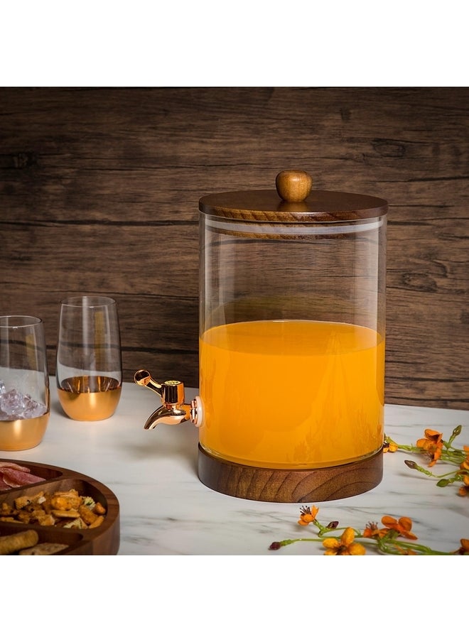 La Mesa Clear Dispenser With Wooden Base & Lid & Tap  - Image 1
