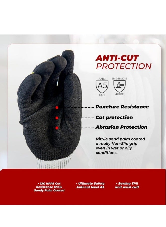 Cut Resistant Gloves Safety Work Anti Cut And Anti-Blow, Touch Screen Compatible, Ergonomic Water Mechanical resistance For Spearfishing, Lobster Surfing Fishing - Image 3