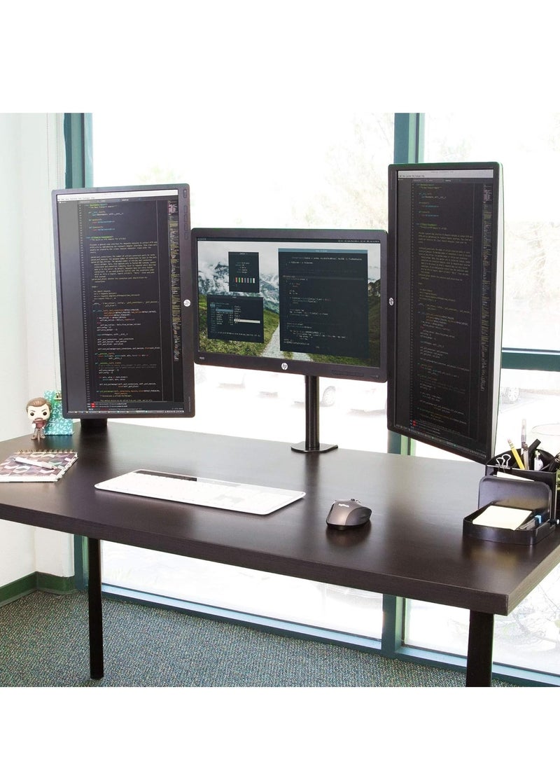 ELTRAZONE Triple Monitor Mount | 3 Screen Desk Stand with Clamp and Grommet Base | Fits 24, 27, 32 Inch Displays | Universal VESA 75x75 and 100x100 Compatible - Image 2