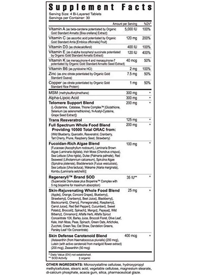 youngevity Youngevity Imortalium® - Anti-Aging Telomere Health, Fucoxanthin, Carotenoid Blend, Fucoidan Blend, MSM, Glutathione, Skin Rejuvinating Blend + 12 Whole Foods 120 Tablets (Pack of 1)  - Image 2