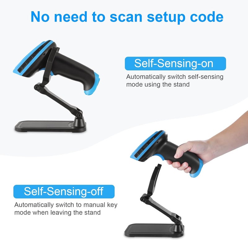 JRHC Barcode Scanner Wireless, Rechargeable 1D Laser Barcode Scanner, Handheld Barcode Scanner Versatile 2 in 1 2.4 GHz Wireless and USB 2.0 Wired - Image 3