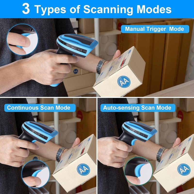JRHC Barcode Scanner Wireless, Rechargeable 1D Laser Barcode Scanner, Handheld Barcode Scanner Versatile 2 in 1 2.4 GHz Wireless and USB 2.0 Wired - Image 5