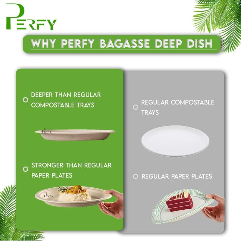 Perfy Disposable Bagasse Plates 6 Inch EcoFriendly Biodegradable DisposableSugarcane Paper Plates for Serving Snacks Birthday Wedding Party BeigePack of 250 - Image 5