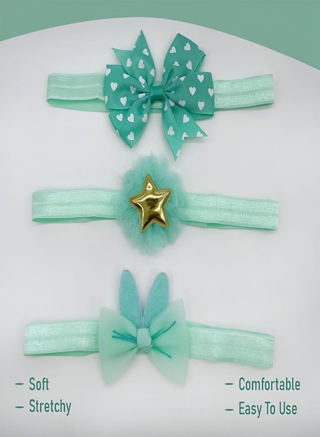 SYGA 3 Pcs Baby Girl Headband Strechable Bow Crown Flower Soft Hairband Suitable For 0-3 Years (Color 11) - Image 5
