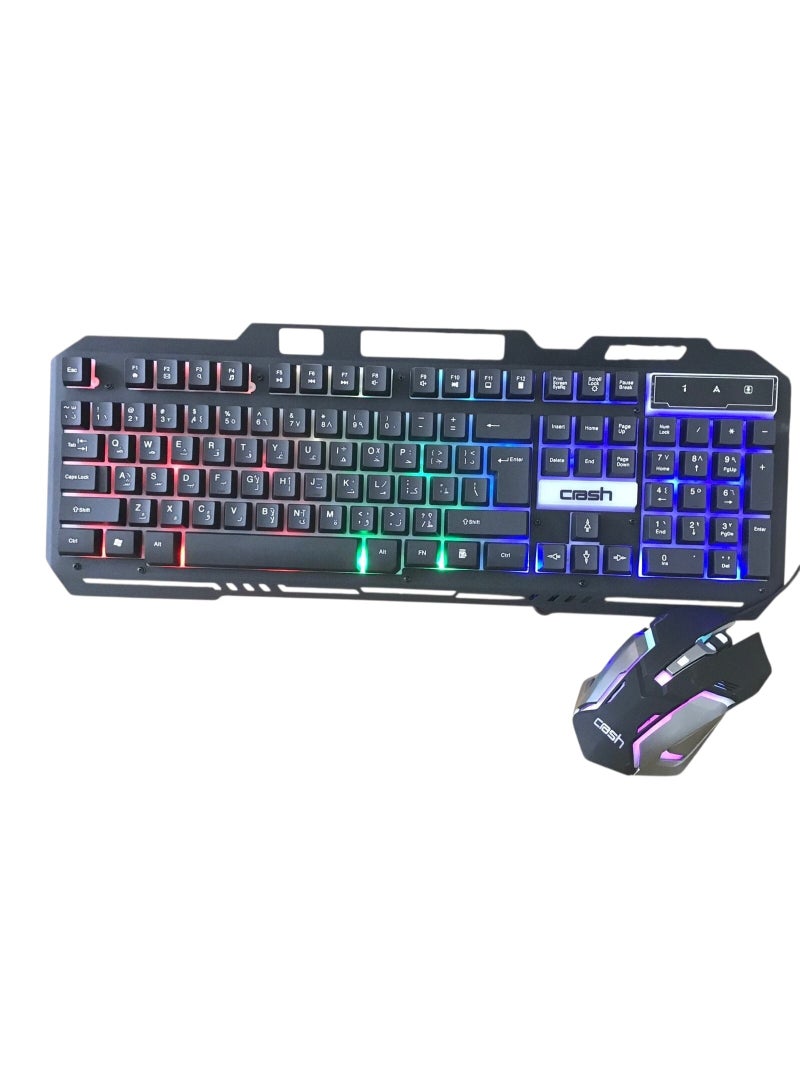 كراش مجموعة كيبورد وماوس CRACH X200 بإضاءة LED – اتصال USB – تصميم للألعاب والمكاتب - Image 1