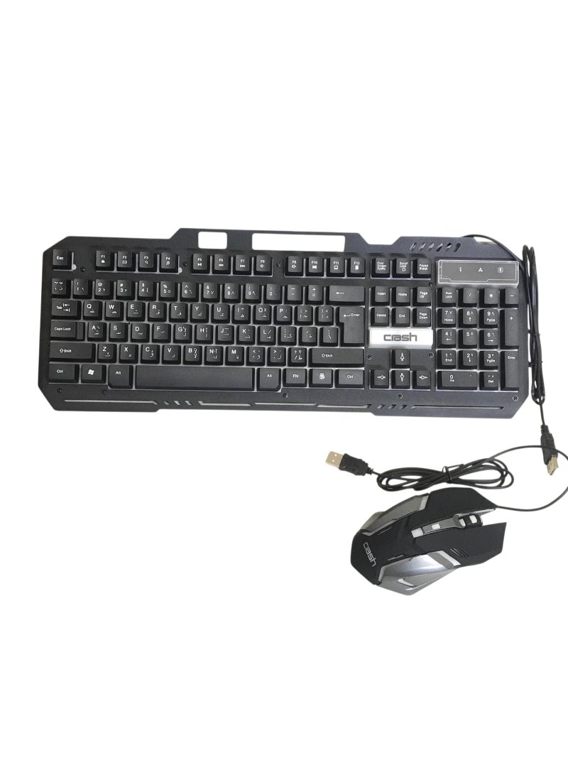 كراش مجموعة كيبورد وماوس CRACH X200 بإضاءة LED – اتصال USB – تصميم للألعاب والمكاتب - Image 3