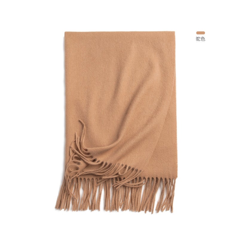 Autumn Winter Pure Wool Scarf Unisex Thick Cape Shawl Deep camel Deep camel