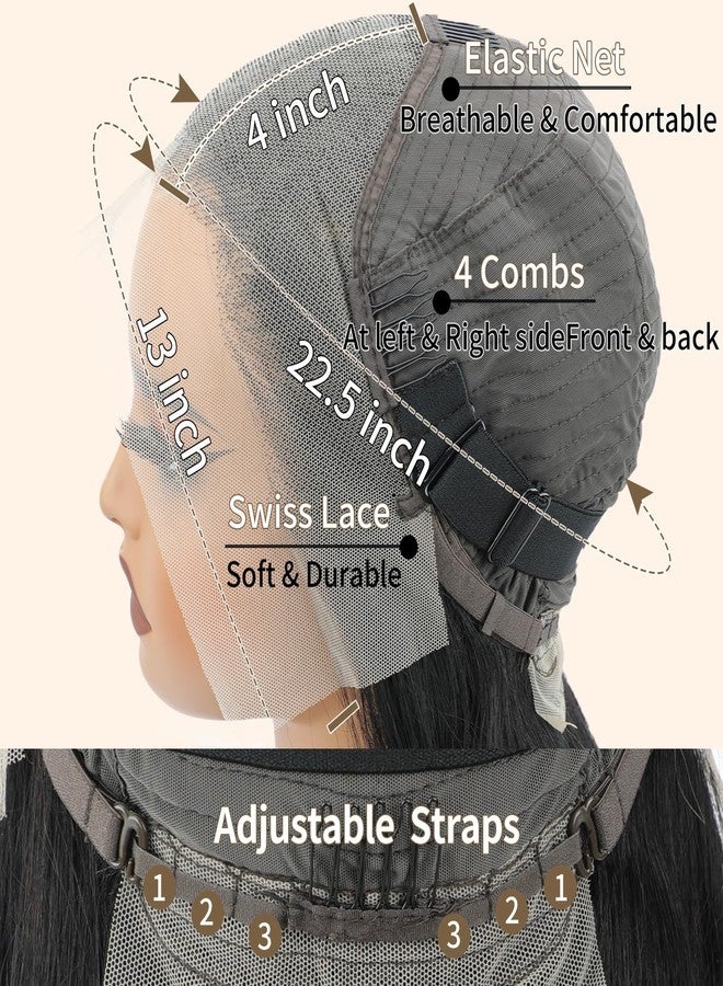 LICHANG 34 Inch Straight Lace Front Wigs Human Hair Pre Plucked 200 Density 13x4 HD Transparent Lace Front Wigs Human Hair Glueless Wigs Human Hair Straight Lace Frontal Wig Natural Black with Baby Hair - Image 4
