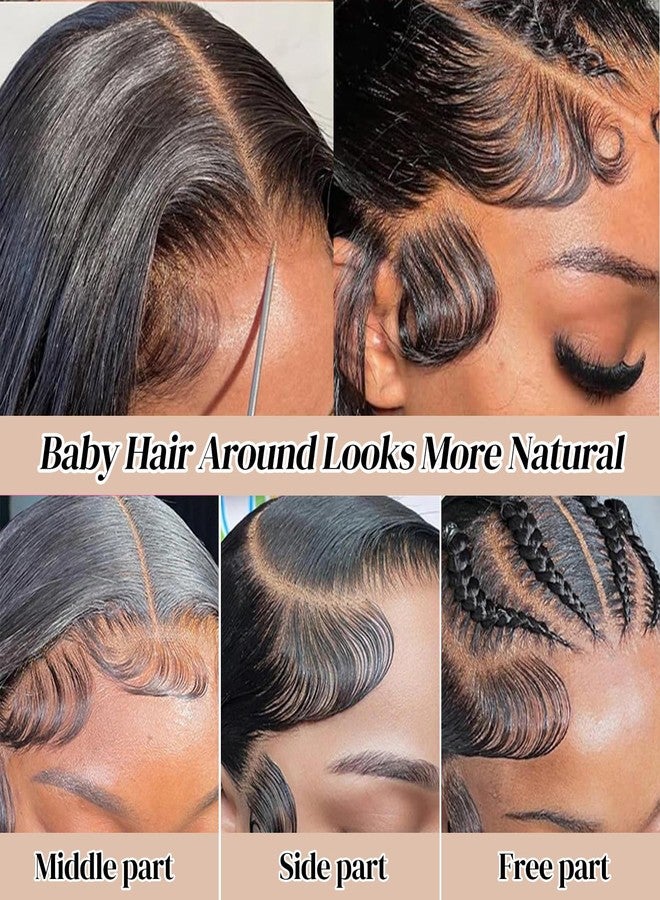 LICHANG 34 Inch Straight Lace Front Wigs Human Hair Pre Plucked 200 Density 13x4 HD Transparent Lace Front Wigs Human Hair Glueless Wigs Human Hair Straight Lace Frontal Wig Natural Black with Baby Hair - Image 2
