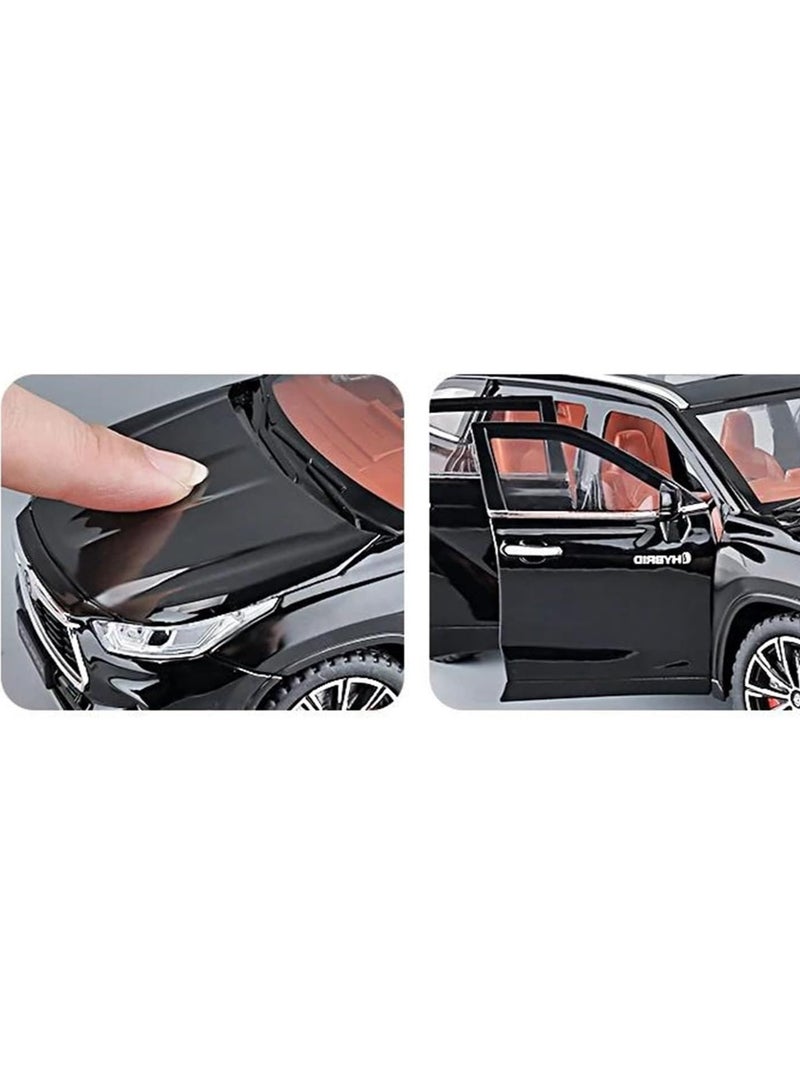 عام نموذج سيارة مصغر طبق الأصل بمقياس 1:24 لسيارة هايلاندر الرياضية متعددة الاستخدامات، نموذج سيارة من سبائك معدنية مصبوبة، مجموعة زينة عالية المحاكاة، سيارة مصبوبة بمقياس (الحجم: أسود) - Image 5