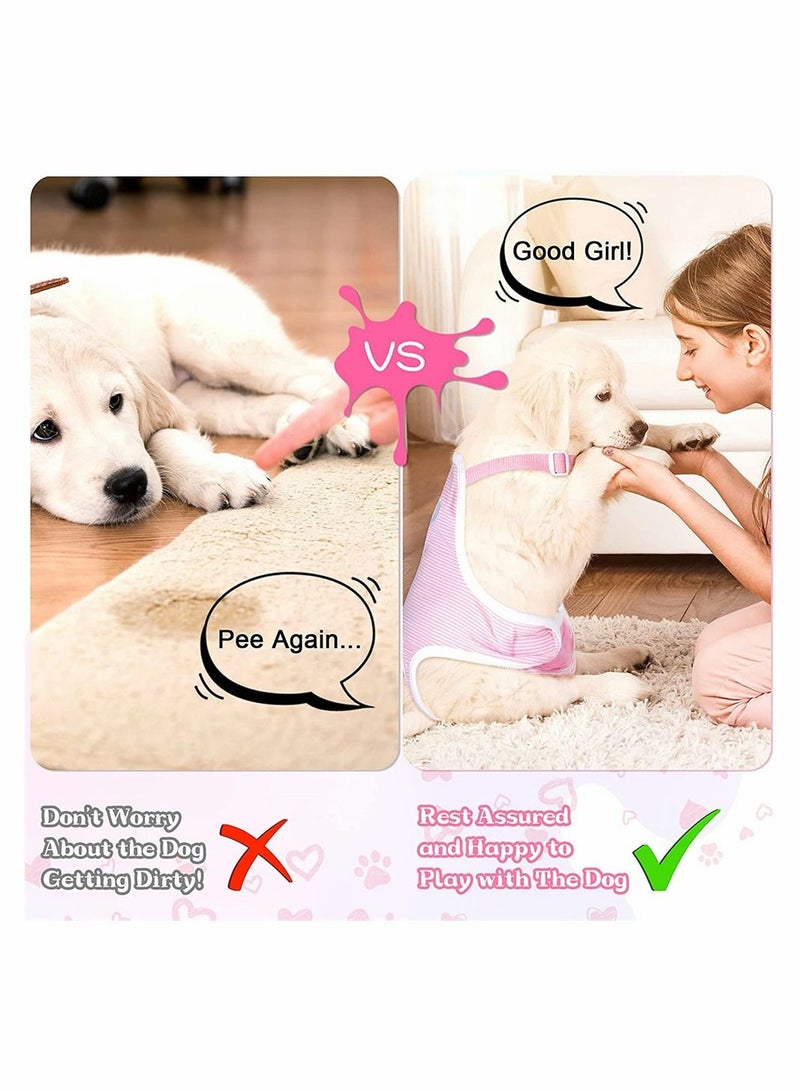 KASTWAVE Dog Diaper, 3 Pieces Striped Sanitary Pantie with Adjustable Suspender Washable Reusable Puppy Sanitary Panties Cute Pet Underwear Diaper Jumpsuits for Female Dogs (Pink, Yellow, Purple) - Image 5