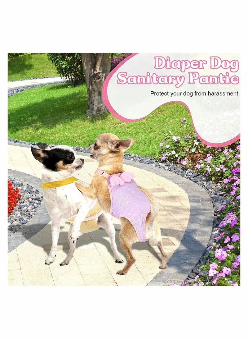 KASTWAVE Dog Diaper, 3 Pieces Striped Sanitary Pantie with Adjustable Suspender Washable Reusable Puppy Sanitary Panties Cute Pet Underwear Diaper Jumpsuits for Female Dogs (Pink, Yellow, Purple) - Image 4