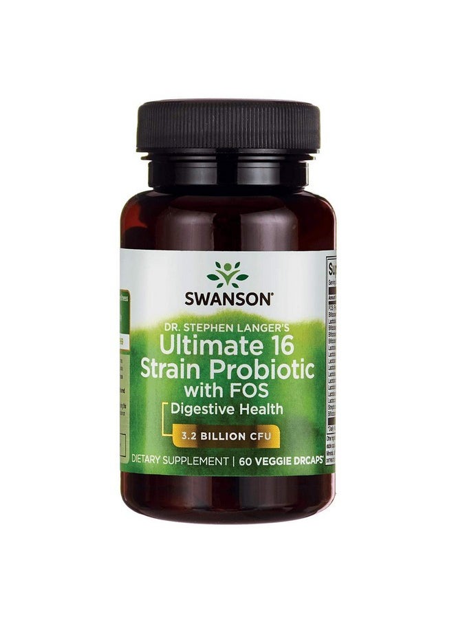 SWANSON - Dr. Stephen Langer Formula Natural Probiotic W/ Prebiotic Fos 16Strain Supplement Promoting Digestive Support W/ 3.2 Billion Cfu Per Capsule (60 Veggie Capsules) - Image 1