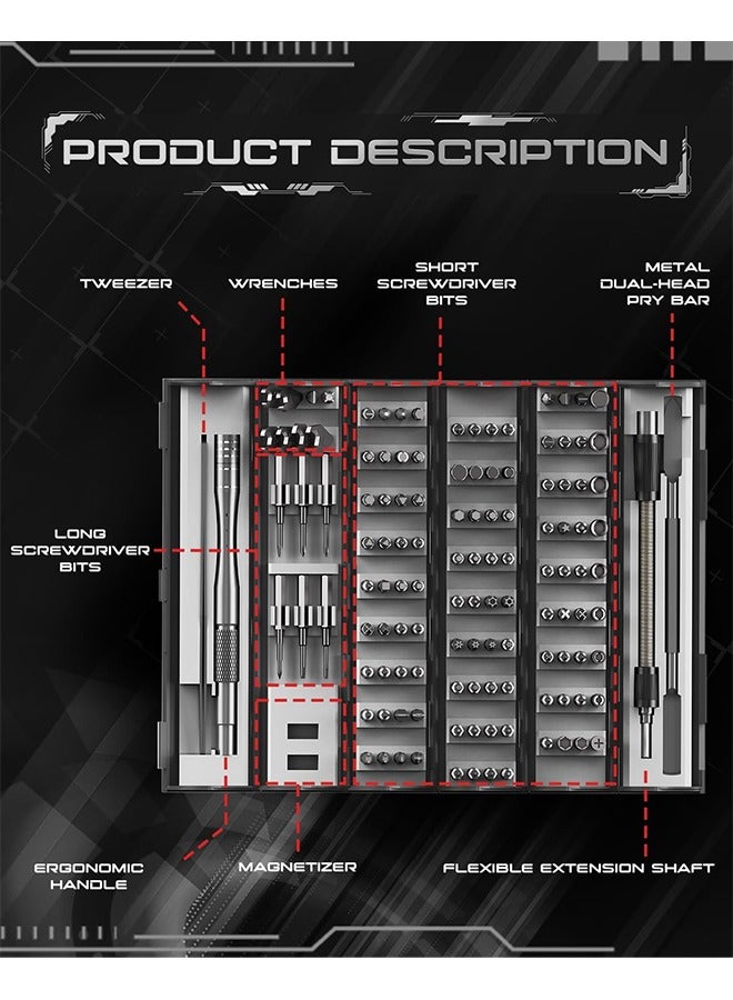 128 in 1 Electronics Precision Screwdriver Set, Professional Magnetic Repair Tool Kit with 122 Bits for Computer, PC, iPhone, Laptop, Game Console, Watch, Xbox, PS5, MacBook, Ring Doorbell  - Image 2