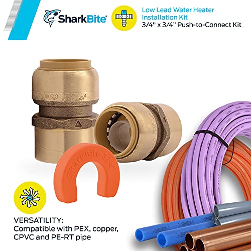 SharkBite 3/4 Inch Water Heater Connection Kit, Push to Connect Brass Plumbing Fittings, PEX Pipe, Copper, CPVC, PE-RT, HDPE, 22441LF - Image 4