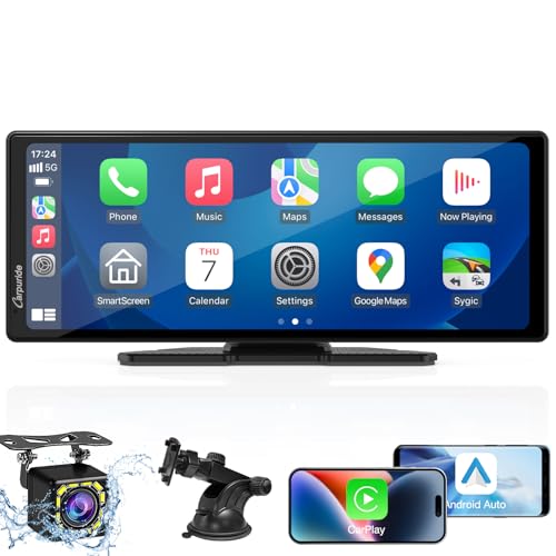 Carpuride 2025 CARPURIDE 9.3 Inch Carplay Screen for Car, Compatible with Wireless/Wired Apple CarPlay, Android Auto and Mirror Link - Bluetooth Audio, Navigation,Siri, FM, AUX, C92 with Backup Cam - Image 1