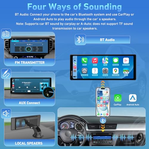 Carpuride 2025 CARPURIDE 9.3 Inch Carplay Screen for Car, Compatible with Wireless/Wired Apple CarPlay, Android Auto and Mirror Link - Bluetooth Audio, Navigation,Siri, FM, AUX, C92 with Backup Cam - Image 3