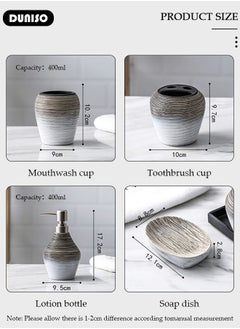 DUNISO Bathroom Accessories Set, 5 Pcs Ceramic Bathroom Decor Accessories, Includes Soap Dispenser, Toothbrush Holder, Toothbrush Cup, Soap Dish, Home Apartment Modern Bathroom Decor Vanity Countertop, Countertop Organizer for Housewarming Gift  - Image 4