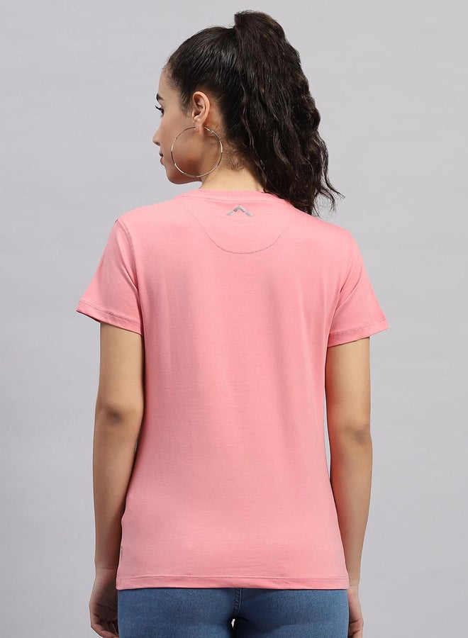Rock.it Women Pink Solid Round Neck Short Sleeve Top - Image 4