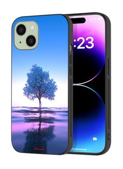 Apple iPhone 15 Plus Protective Case Cover Tree Neon Body Of Water Reflection Digital Art