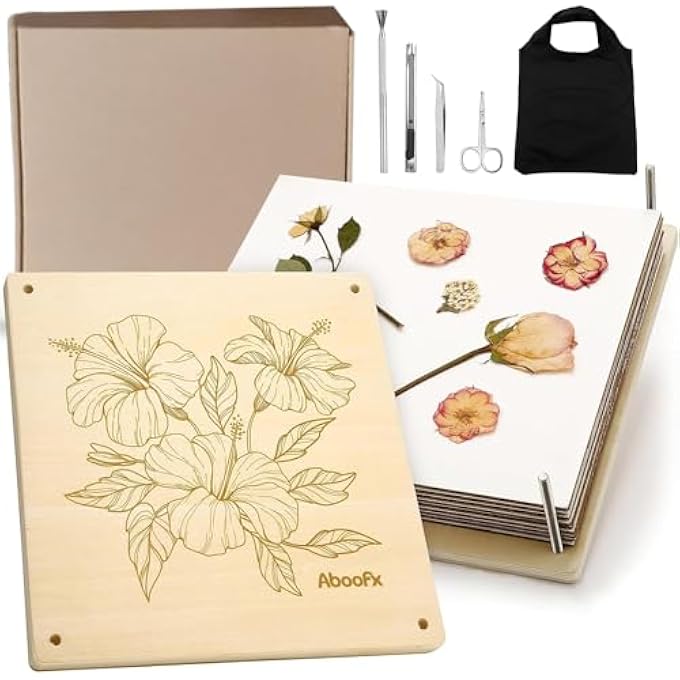 MASROO FLOWER PRESS KIT, CRAFT KITS 27.4 X 27.4CM 10 LAYERS WOODEN FLOWERS PRESSING KIT FOR CRAFTS PRESSED FLOWERS AND PLANT FOR DIY ART, PRESERVATION FOR BOOKMARK FRAME WEDDING FLOWER DRYING - Image 1