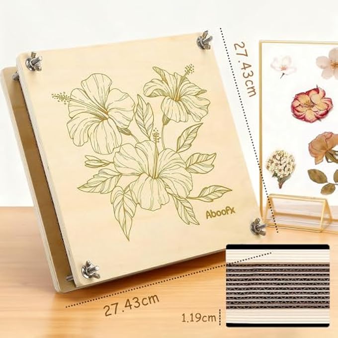 MASROO FLOWER PRESS KIT, CRAFT KITS 27.4 X 27.4CM 10 LAYERS WOODEN FLOWERS PRESSING KIT FOR CRAFTS PRESSED FLOWERS AND PLANT FOR DIY ART, PRESERVATION FOR BOOKMARK FRAME WEDDING FLOWER DRYING - Image 3