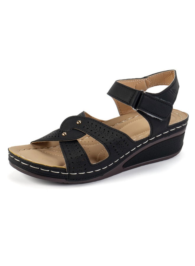 Summer New Large Size Breathable Fish Mouth Open Toe Non-slip Casual Buckle Sandals Mother Women's Shoes Sandals