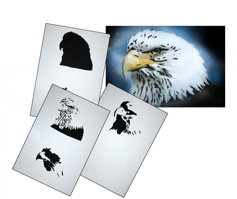 UMR-Design AS-067 Eagle Airbrush Stencil Template Step by Step Size M - Image 1