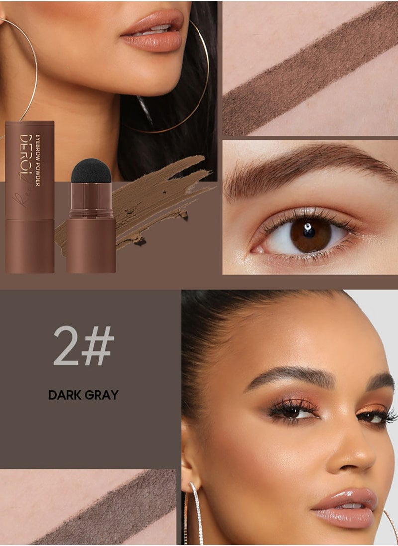 DEROL Brow Kit Eyebrow Stamp Stencil Kits Palette Pac Set,Eyebrow Powder+Styling Wax+20* Shape Stencils+2* Brushes,Color Contour,More Defines,Thicker,Easy To Colour, Long Lasting Waterproof 02# Dark Gray  - Image 3
