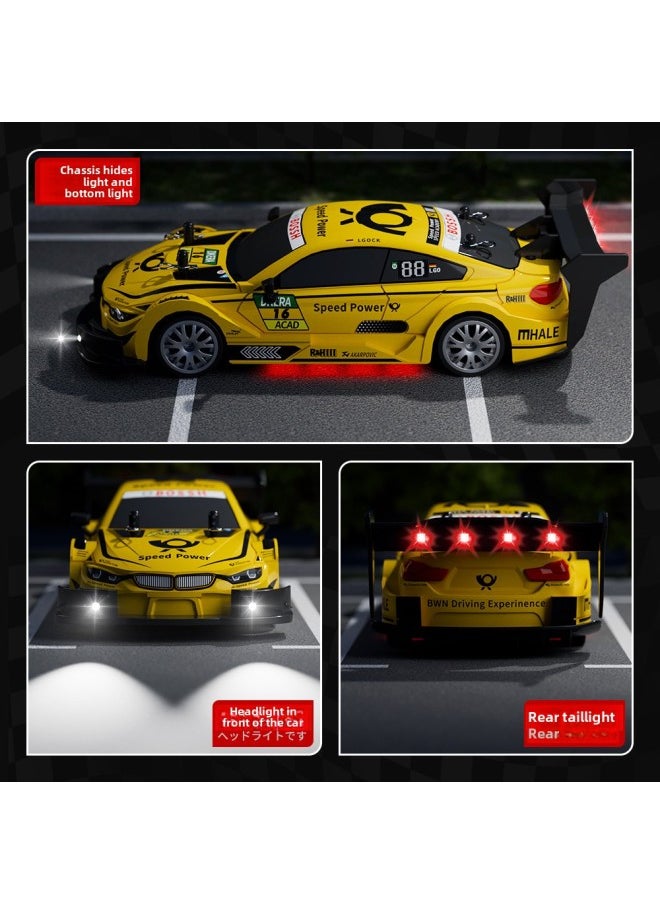 2.4G Remote Control Car Four-wheel Drive Electric Toy High-speed Racing Car Drift Off-road Children's Car Model GTR Male-Color:Yellow-Scale:1:20  - Image 5