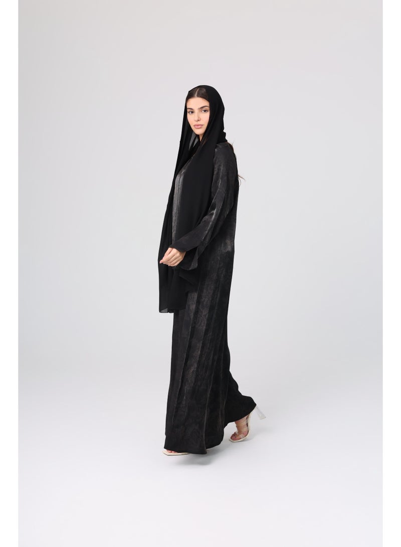 اكسا عباية سادة بقماش لامع - Image 2