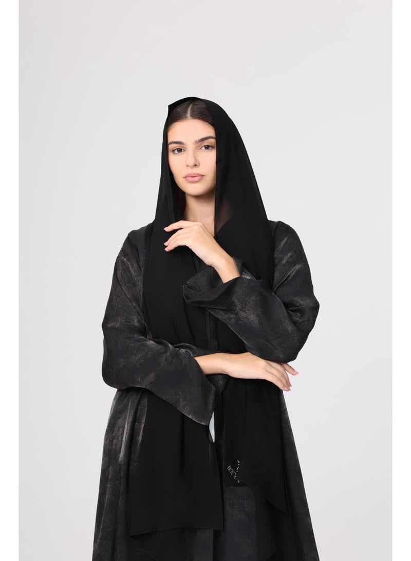 اكسا عباية سادة بقماش لامع - Image 3