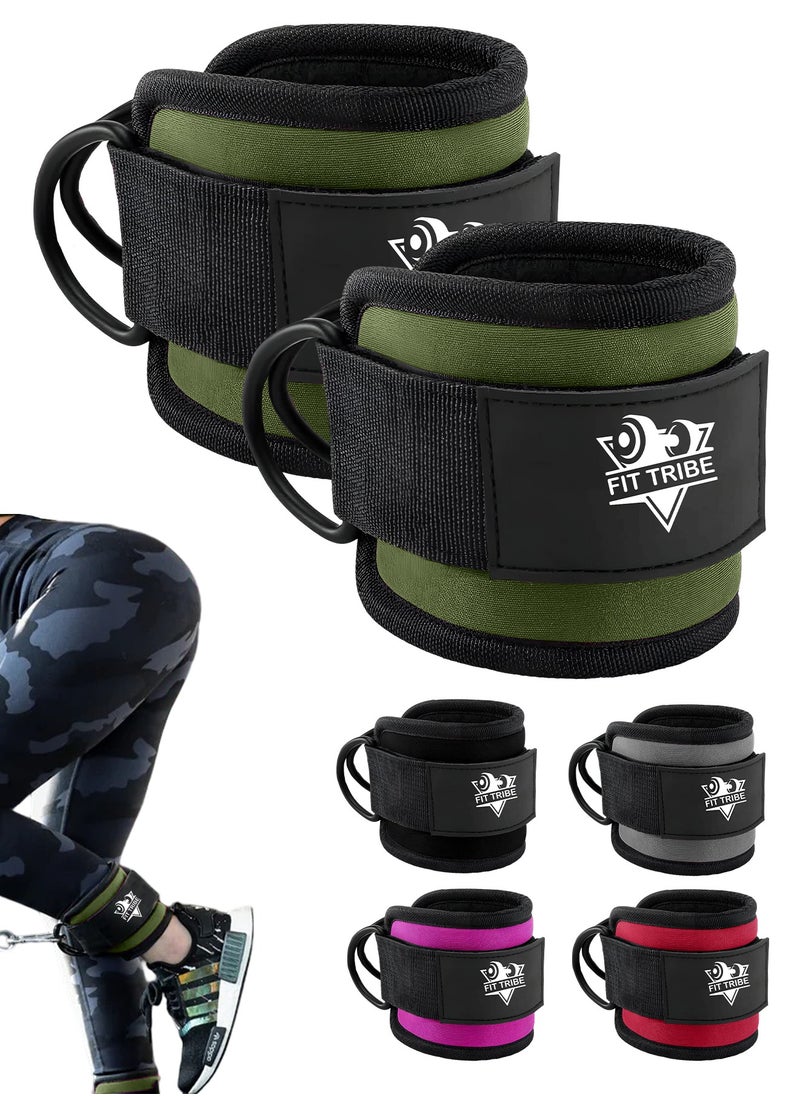 FIT TRIBE Ankle Straps for Cable Machine 2pcs - Kickback Straps For Leg & Glute Workouts - Durable, Adjustable Leg Strap for Strengthening Hamstrings, Thighs, and Calves - Perfect for Resistance Training & Gym Exercises (Green)  - Image 1