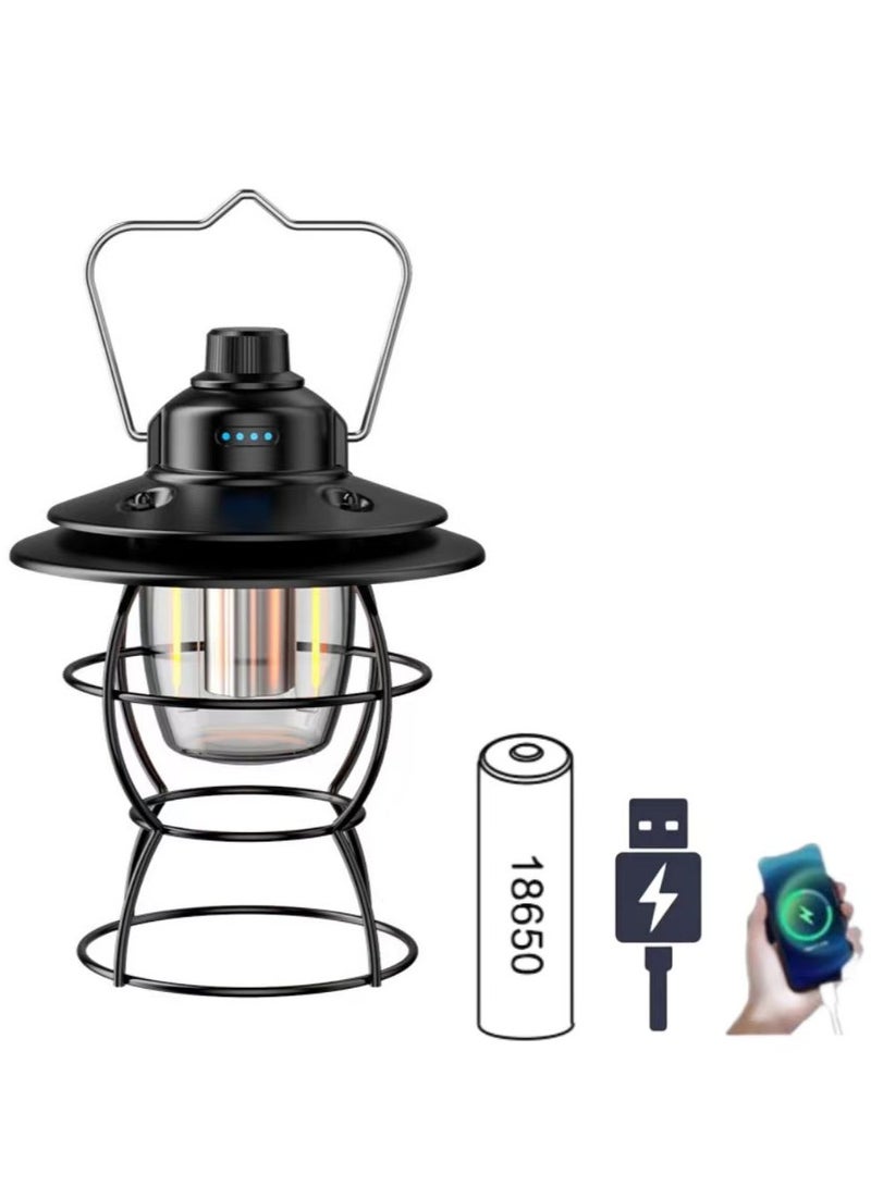 PYC Retro Camping Lantern Rechargeable Led Camping Lamp, 3 Light Mode, Waterproof Tent Light with 2000mAh Power Bank, Portable Dimming Camping Lights for Outdoor Hiking Hurricane Emergency - Image 1