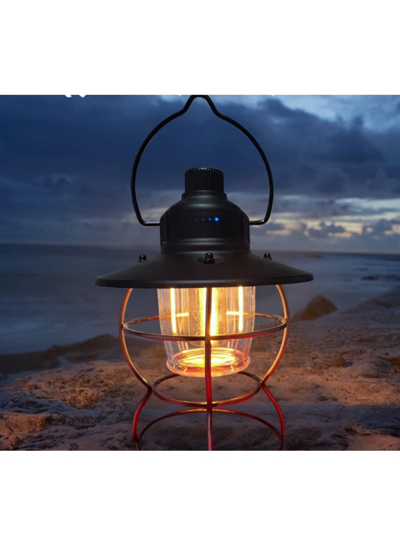 PYC Retro Camping Lantern Rechargeable Led Camping Lamp, 3 Light Mode, Waterproof Tent Light with 2000mAh Power Bank, Portable Dimming Camping Lights for Outdoor Hiking Hurricane Emergency - Image 5