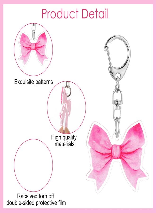 Matwsec 12PCS Pink Bow Keychains Party Favor, Pink Bow Bulk Birthday Party Keychains for Coquette Bowknot Birthday Decorations Supplies Gifts Kids Girls Classroom Prizes Purse Handbag Backpacks Charms - Image 3
