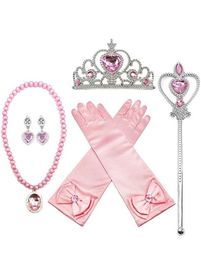Long Princess Costume for Girl With Accessories Pink - Image 4