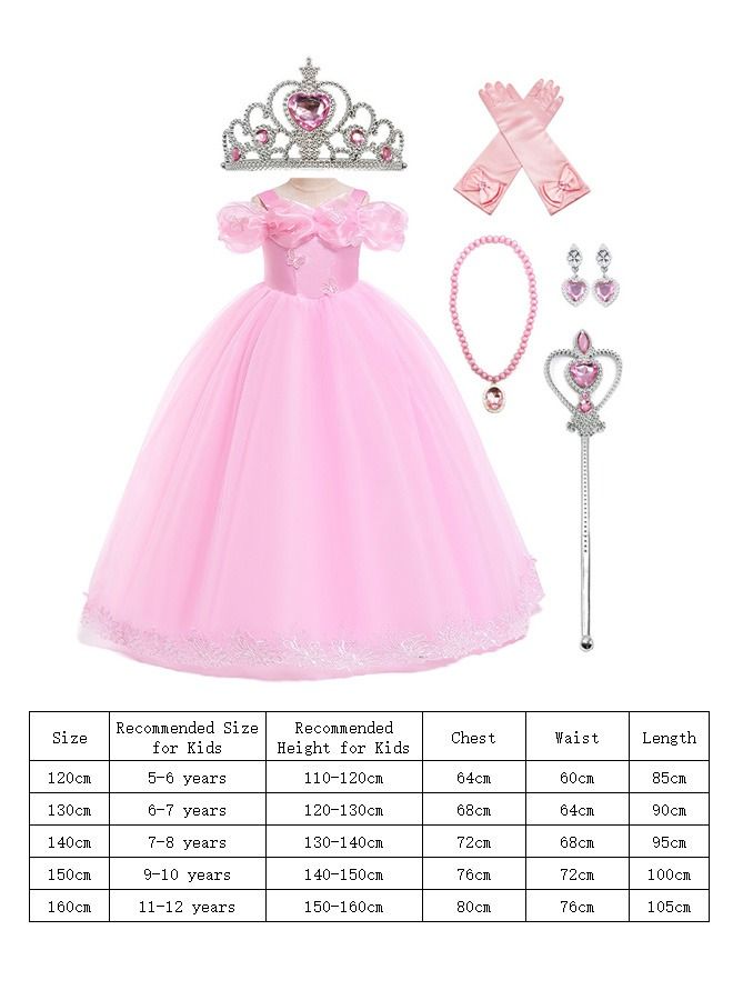 Long Princess Costume for Girl With Accessories Pink - Image 5