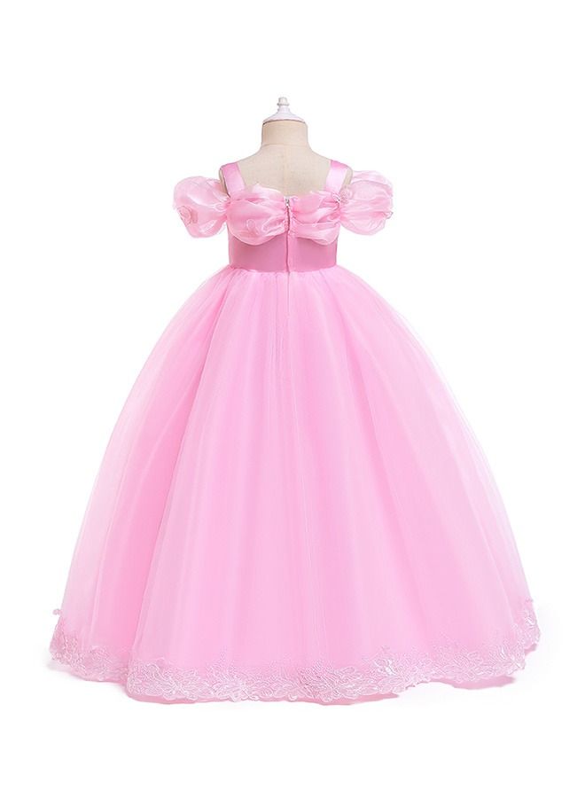 Long Princess Costume for Girl With Accessories Pink - Image 3