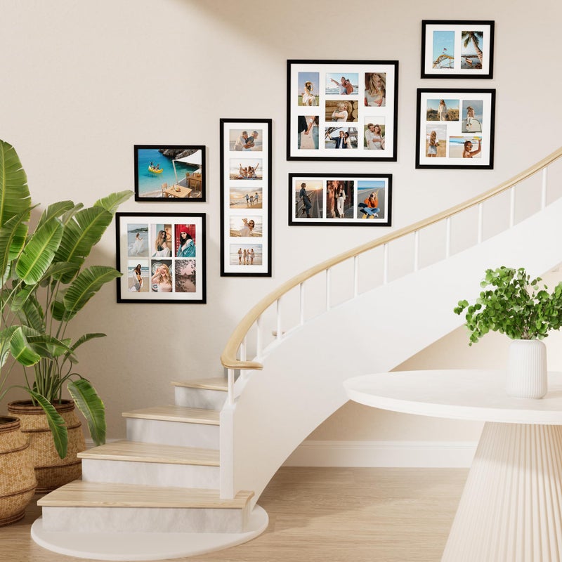 Vittanly 8x24 Collage Picture Frame, Displays 5Pcs 4x6 Pictures with Mat, Picture Frames Collage Wall Decor for Horizontal or Vertical Display, Black, 1 Pack - Image 4