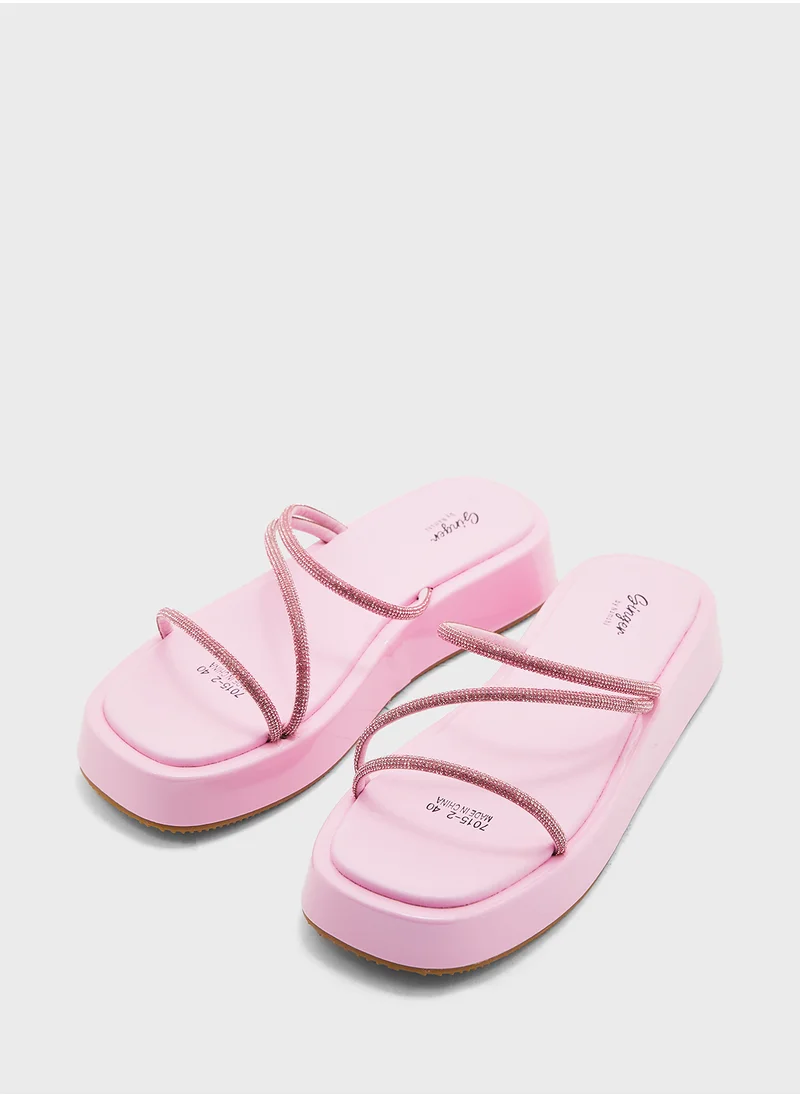 جينجر Diamante Strap Platform Sandal