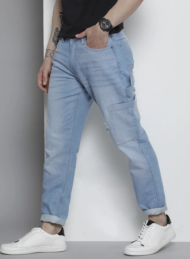 شركة المرآب الهندية جينز بقصة عادية وتفاصيل تمزيق خفيفة