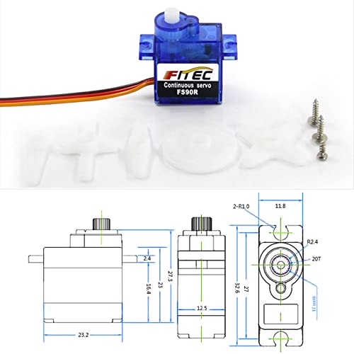 Wishiot Feetech FS90R Micro Servo 360 Degree Continuous Rotation RC Servo Motor 9g for Arduino Microbit Robotic Helicopter Airplane Boat - Image 4