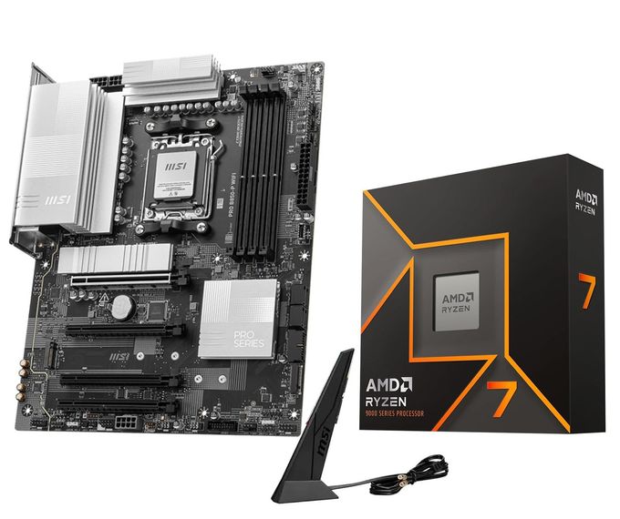 Micro Center Amd Ryzen 7 9700X Cpu Processor With Msi Pro B850-P Wifi Motherboard (Atx, Am5, Ddr5, Pcie 5.0, M.2 Gen5, Wi-Fi 7, 5G Lan) - Image 1